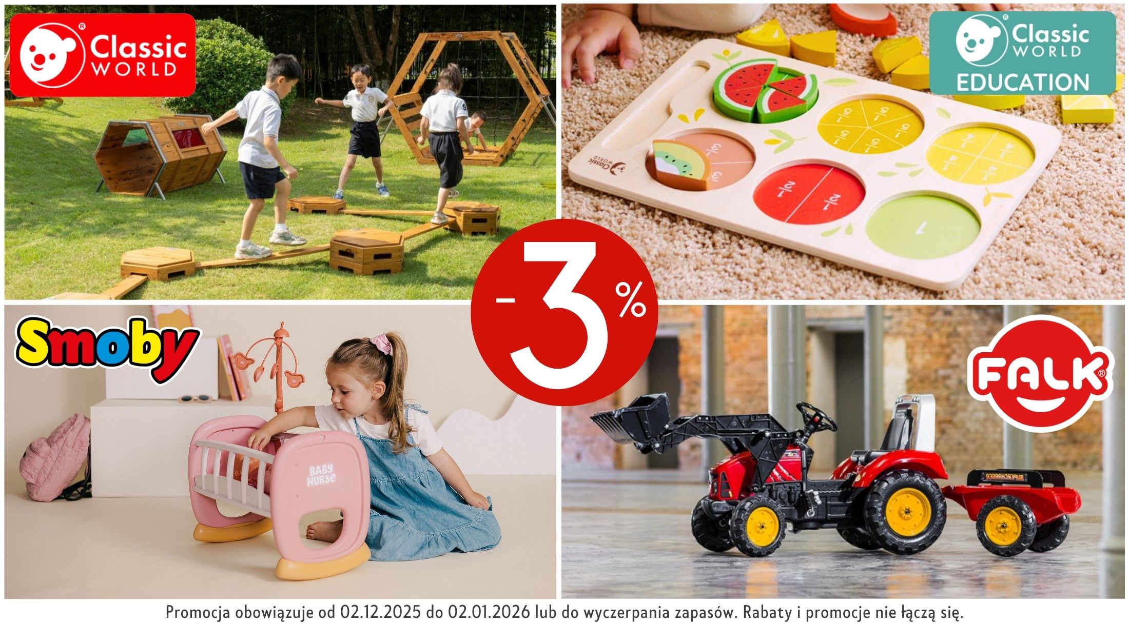 -3% CW, CW EDU, TOOKY TOY, SMOBY, STEP2